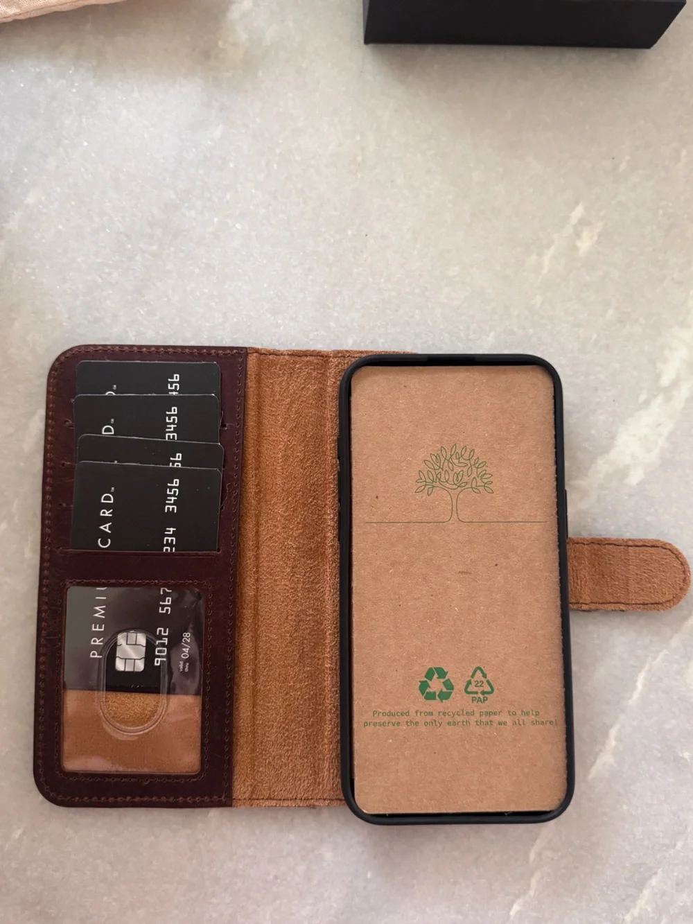 NIB Leopard Print Genuine Leather Phone Case + Wallet - iPhone 15 Pro Max